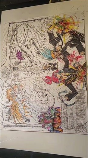 オリジナル漫画 Demonation｜ヘレナ・サイレン編 ダブルスプレッド インク作業タイムラプス