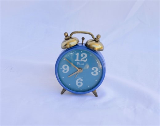 Vintage Wind up Round Blue Alarm Table Clock, Made in Japan - Etsy UK