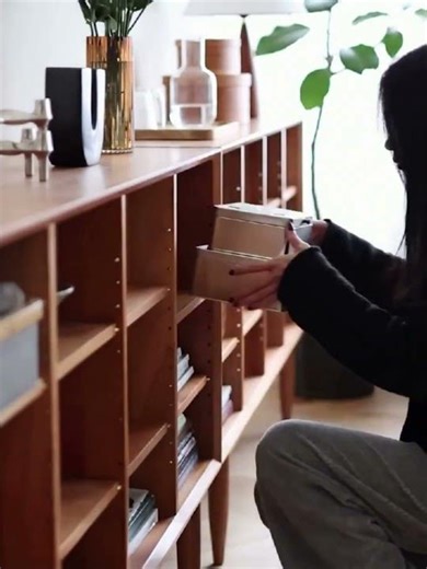 🌿 木目が美しい｜棚板調整できる木製収納キャビネット#home #cabinet #wooden #woodlife #homedecor #interior #暮らしチャンネル #キャビネット