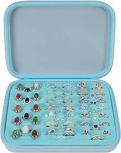 GWCASE Ring Organizer Storage Case - Jewelry Ring Display Collector Box with 42 Slots. Rings Tray Holder Showcase Fits for 50+ Rings, Earrings, Brooches and Cufflinks (Box Only)-Blue