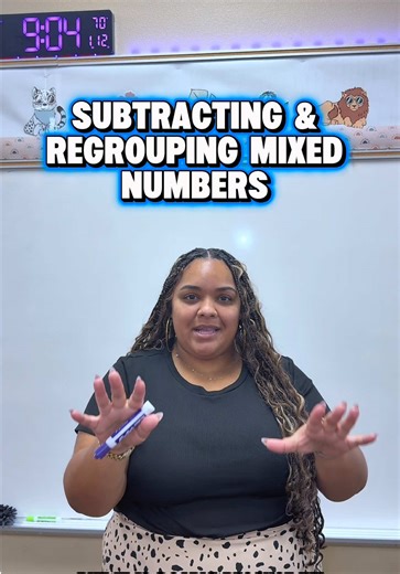 5th grade math: Subtraction mixed numbers while regrouping #math #mathteacher #teacher #mixednumbers #fractions
