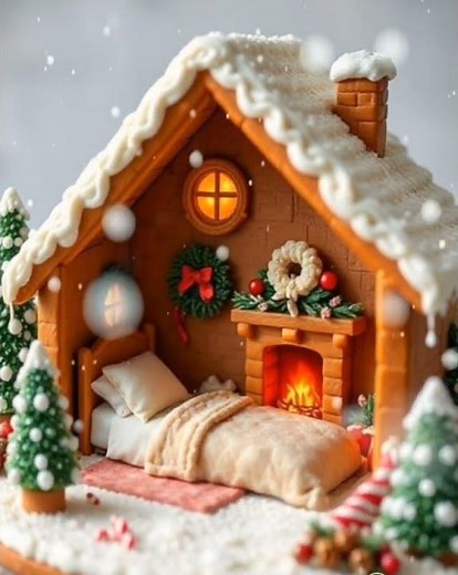 "Snowy Gingerbread House with Stille Nacht – Cozy Christmas Ambience"