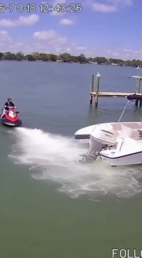 7.1K views | Jet Ski Rider Falls Near Speedboat Propeller CCTV 540p | Boat Fail | Facebook