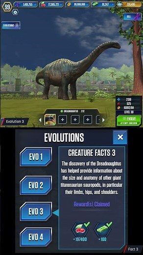DREADNOUGHTUS ALL EVOLUTION | Jurassic World The Game