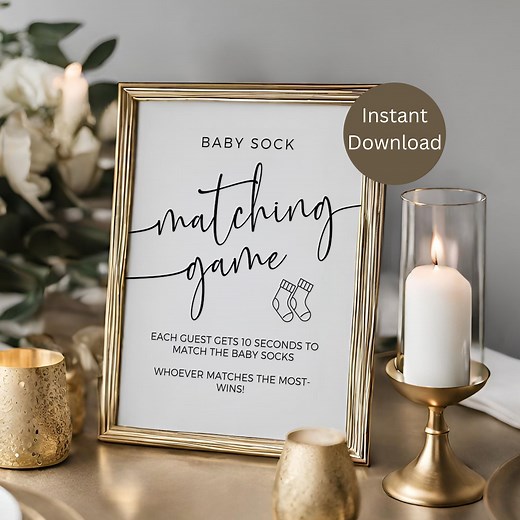 Matching Socks Baby Shower Sign, Baby Shower Activity, Baby Shower Game, Printable Baby Shower Sign, Minimal Baby Shower,instant Download - Etsy
