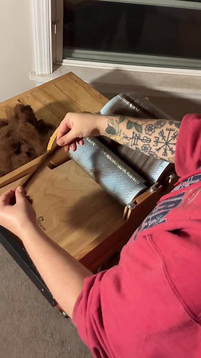 My daughter talking about how to use a drum carder for the processing of alpaca fiber. She is a one take wonder! 🙂 | Larry Roberts