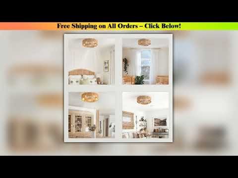 Boho Caged Ceiling Fans lights Bamboo Ceiling Fan Fans Remote Control Layered Rattan Ceiling Fan