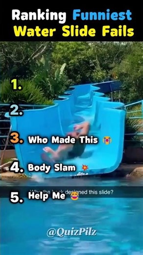 Ranking Funniest Water Slide Fails #ranking #shorts #funny