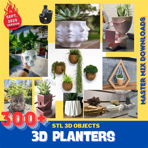 3D Planter STL Bundle – 300  Plant Pots, Succulent Planters, Hanging, Geometric & Garden Decor - Etsy