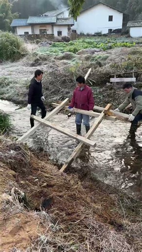 Building a walkable bridge over a stream, so cool!