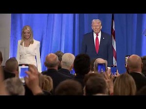 Pam Bondi introduces Donald Trump for DOJ speech at rare Justice Department visit