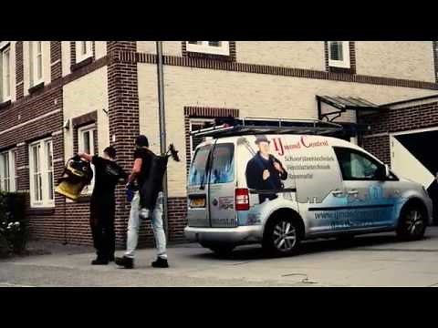 Schoorsteenvegen van onderaf