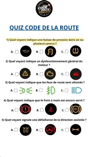 Connais-tu les voyants du tableau de bord ?