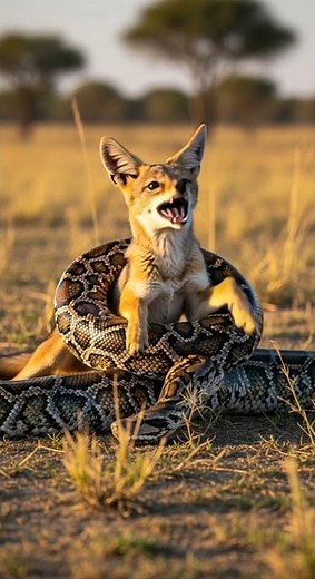 Will the python manage to swallow the jackal? Unexpected twist in survival battle