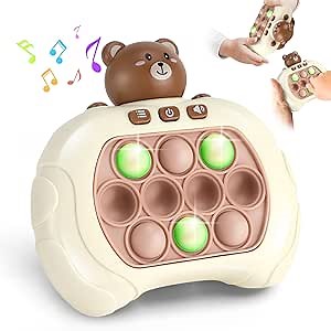 Pop Fidget Game for Kids Adult Quick Push Handheld Games Controller with Light Up Bubble, Portable Puzzle Game Machine, Paty Favors Sensory Toy Gifts for 3-12 Children Kids Toddlers Gris