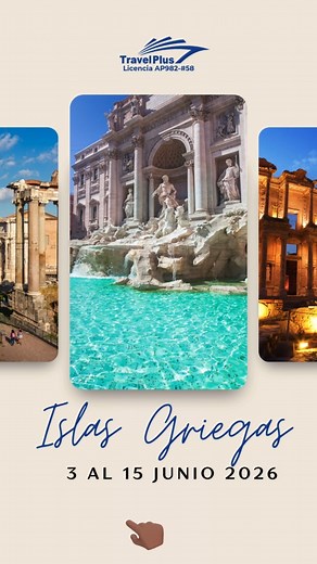 ¡Explora las maravillas del Mediterráneo este verano 2026! ISLAS GRIEGAS | 3 al 15 de junio 2026 Visita: Roma 🇮🇹, Santorini 🇬🇷, Éfeso 🇹🇷, Mykonos 🇬🇷, Nápoles 🇮🇹 🗓️ 13 días – 12 noches de historia, cultura y lujo. 🛳️ Incluye un espectacular crucero de 8 días / 7 noches en el Odyssey of the Seas de Royal Caribbean, más: • Boletos aéreos con IBERIA • Estadías en hotel en Roma • Traslados completos desde Ponce hasta el crucero y regreso • Excursiones guiadas en español (Vaticano, Capilla