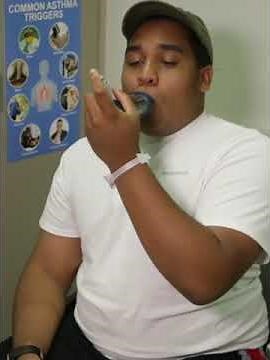 ARISE Simulated patient using inhaler with spacer video S161T2