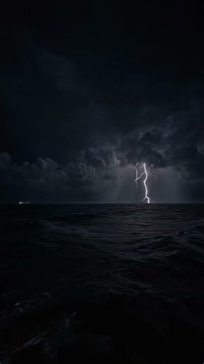 Lightning storm over the dark ocean 🌊