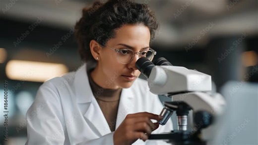 A scientist examining microscope slides while a lab computer runs automated reagent verification tests, ensuring experimental accuracy before results are logged — scientific reliability, lab