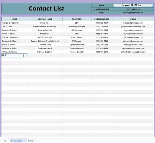 Contact List Template | Google Sheets Contact Manager | Personal & Business Directory | Digital Download - Etsy