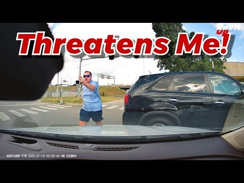 RUNS Red Light, Almost Hits Me Then Threatens Me! Near Misses & Bad Drivers Dashcam Videos 823