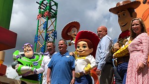Surprise! Actor Tim Allen aka Buzz Lightyear opens Disney's Toy Story Land