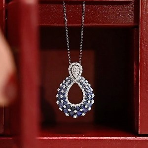 Sapphire: the stone of romance 💙💎 Shop: https://www.daysjewelers.com/sapphire-and-diamond-necklace-in-18kt-white-gold-1-2ct-tw | Day's Jewelers