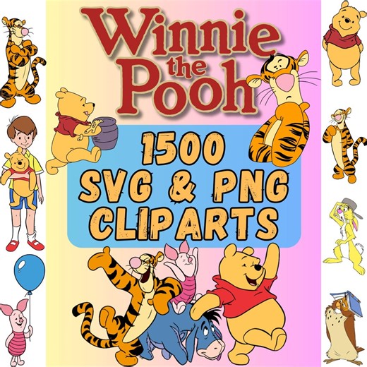 Winnie the Pooh and Friends SVG PNG Clipart Bundle Alphabet Cricut (digital Download) - Etsy
