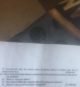 iii. Account for why the atomic radius of gallium (Ga₃₁) is sma... | Filo