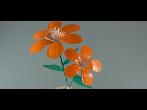 DIY Orange Flower from Plastic! 🧡 Easy Upcycled Craft for Home Decor
