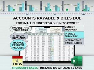 Accounts Payable Tracker Bills Due Excel Invoice Template Excel Cash Payment and Expense Manager for Small Business Vendor Client Template - Etsy