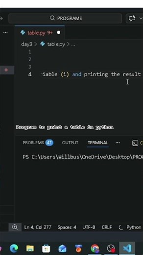 Python programming print Table of any no.🔥🔥😱😱 #educational #programming #python #viral