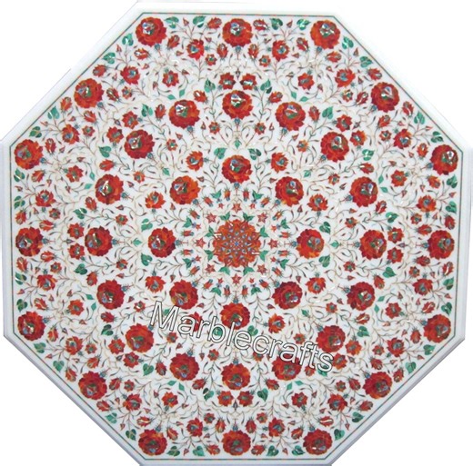 Durable Marble Patio Table Top With Carnelian Stone Inlay Work | Floral Art Dining Table Top for Home & Hotel Decor | Marble Hallway Table - Etsy