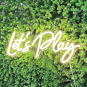 Let's Play Neon Sign Lets Play Sign LED Light Kids Playroom Decor Kids Wall Art Boho Playroom wall art Neon Lights for party Game Room Signs (Warm White - Small size 16x7")