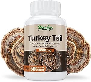 Turkey Tail Mushroom Capsules - Organic Mushroom Supplement for Immune System Health Support - 1000 mg Premium Mushroom Supplements - 240 Capsules