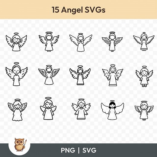 Angel Outline SVG Bundle, Angels Clipart, 15 Angel Cut Files for Cricut, PNG and SVG, Vector Image Cut Files, Printable - Etsy