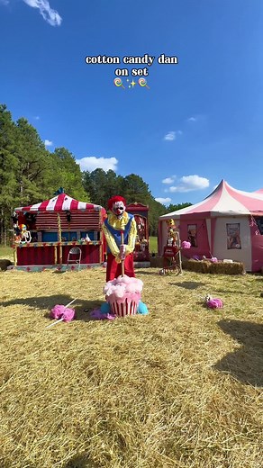 Spirit Halloween on Instagram: "Take a deeper look into our Cotton Candy Dan set. 🍭 #SpiritHalloween #Animatronics"