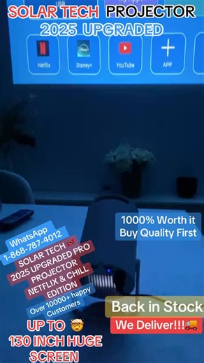 DECEMBER 2025 latest edition 💥💥$565tt💥Mega Sale On 2025 Latest Version Upgraded Editon💥 🎥 Movies , Music 🎵 & Chill 2025 Newest Edition projectors Back in Stock!!!! 💥2025 HD 4K DLP WI-FI SMART PROJECTOR💥 Going Quickly💥Transform any room in your home into an Entertainment Centre no TV or Computer Required. Solar Tech 2025 Home Projector is Absolutely Amazing and 1000% worth it !!! 💥🎬✨ Elevate Your Viewing Experience with Our HD 4K Projector! ✨🎬 WhatsApp or call 1-868-787-4012 ! We deli