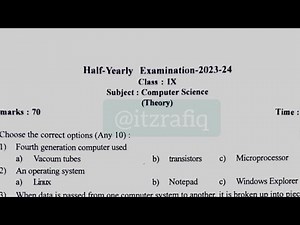 Class 9 Computer Science Half Yearly 2023 Kamrup Metro District Question Paper