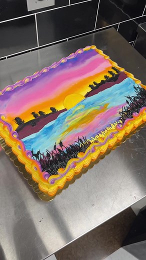 Create a Stunning Sunset Lake Cake Decoration