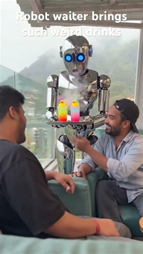 Robot waiter bringing weird drinks from aliens! #shorts#funnyrobot#AI