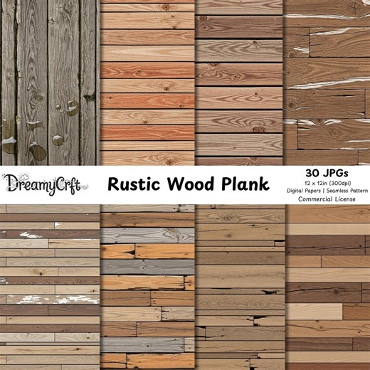 Rustic Wood Plank Seamless Pattern | Reclaimed Timber Digital Paper | Farmhouse Wood Texture Backgrounds | Weathered Bench Wood - Etsy