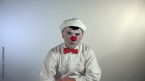 Emoji Clown. A clown mime with different faces and reactions, expressionless, neutral, and confused.