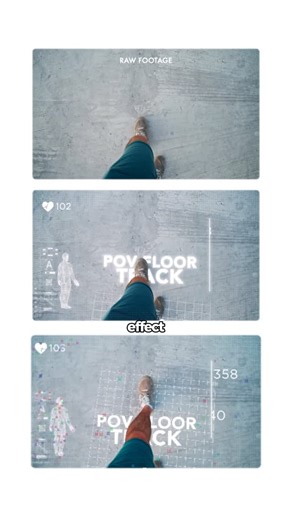 Justin Serran on Instagram: "POV Floor Track Effect – Step by Step  Film top-down POV (spy glasses or phone) Import into After Effects Run 3D Camera Tracker Right-click ground point → Create Text + Camera Add one text line per point Create solid → track to ground → apply Grid Adjust grid + add glow Duplicate footage → Roto Brush to remove background and use as text cover #aftereffects #motiondesign #videoediting #vfxartist #aetutorial #filmmaking"