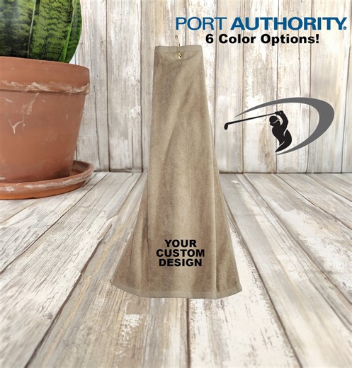 Custom Embroidered Golf Towel: Port Authority Terry Velour, Grommeted Tri-fold - Etsy