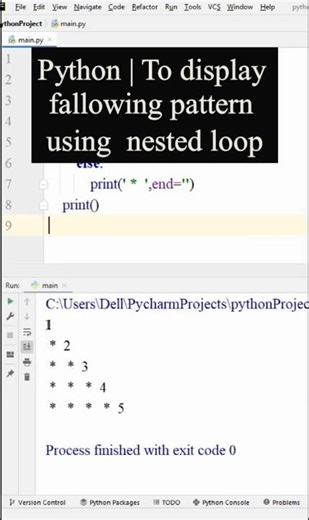 Python Program | To display fallowing pattern using nested loop. #softech_computer_hassan