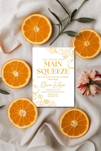 Main Squeeze Bridal Shower Invitation, Citrus Bridal Shower Invite, Citrus Theme Shower, Editable Canva Template, Instant Download - Etsy