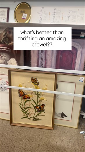 2.6K views · 177 reactions | Tonight I made a quick 20 minute stop at the thrift and left with two amazing crewels. Both are so well done and depict nature scenes, which I love! Crewels found in the reel are: Paragon, Natures Blossom 0514 Paragon, After The Storm, designed by Georgia Ball ‘77 #thrifting #fiberart #vintagecrewel #thriftedstyle #1970style | blueberrycovevintage | Facebook