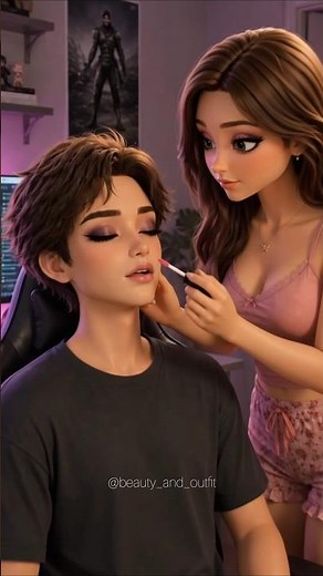 Boy to Girl Transformation animation 💅🏻👠👗💄 | Crossdressing Makeup #crossdresser #crossdressing #mtf