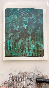 Gel printing using handmade stamps (supplies in the first comment) ✨ #gelpress #gelplateprinting #gelliplate #handmadestamps #seattleartist #monoprint | Nadya Borisevich art